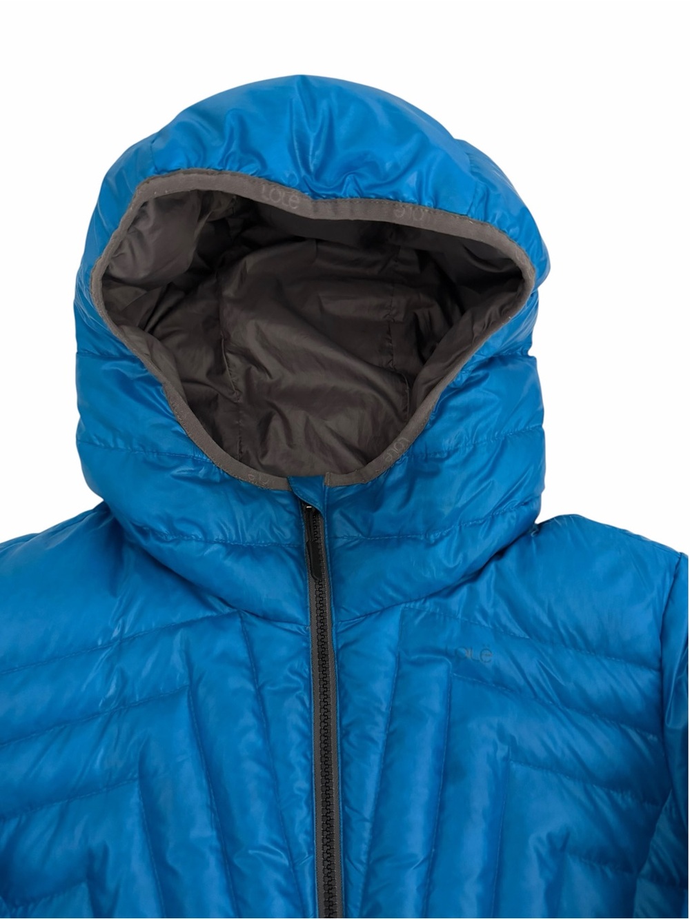 LOLË Blue Lightweight Duck Down Hooded Puffer Jacket size L - Picture 4 of 14